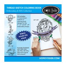 Thread Sketch Coloring Book Embroidery Design + SVG Collection CD-ROM by Hope Yoder